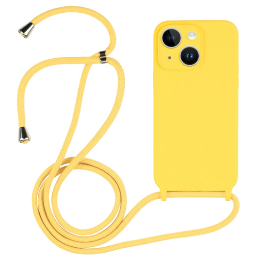 For iPhone 14 Plus Crossbody Lanyard Liquid Silicone Case(Yellow) - iPhone 14 Plus Cases by buy2fix | Online Shopping UK | buy2fix