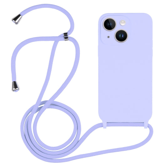 For iPhone 14 Plus Crossbody Lanyard Liquid Silicone Case(Light Purple) - iPhone 14 Plus Cases by buy2fix | Online Shopping UK | buy2fix