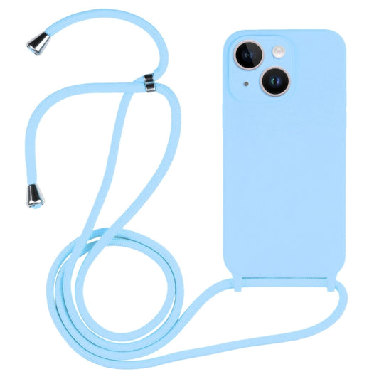 For iPhone 14 Plus Crossbody Lanyard Liquid Silicone Case(Blue) - iPhone 14 Plus Cases by buy2fix | Online Shopping UK | buy2fix