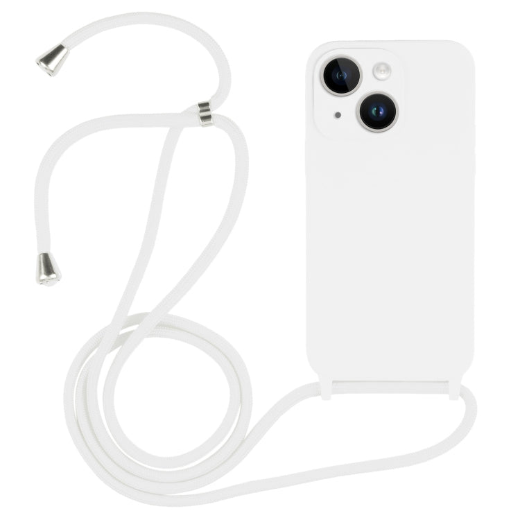 For iPhone 14 Plus Crossbody Lanyard Liquid Silicone Case(White) - iPhone 14 Plus Cases by buy2fix | Online Shopping UK | buy2fix