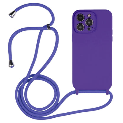 For iPhone 14 Pro Max Crossbody Lanyard Liquid Silicone Case(Purple) - iPhone 14 Pro Max Cases by buy2fix | Online Shopping UK | buy2fix