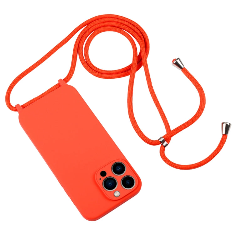 For iPhone 13 Pro Max Crossbody Lanyard Liquid Silicone Case(Orange) - iPhone 13 Pro Max Cases by buy2fix | Online Shopping UK | buy2fix