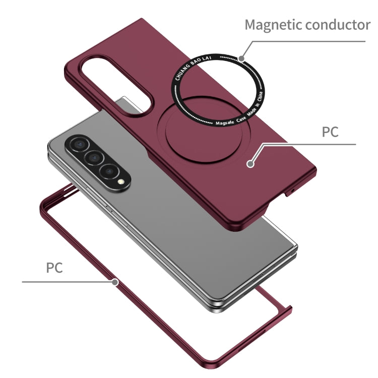 For Samsung Galaxy Z Fold4 Magsafe Magnetic Folding PC Phone Case(Wine Red) - Galaxy Z Fold4 5G Cases by buy2fix | Online Shopping UK | buy2fix