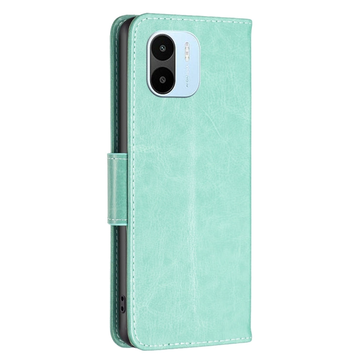 For Xiaomi Redmi A1/A1+ Two Butterflies Embossing Leather Phone Case(Green) - Xiaomi Cases by buy2fix | Online Shopping UK | buy2fix