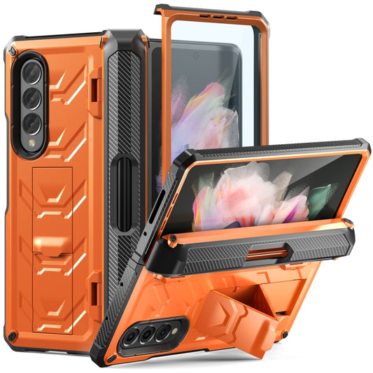 For Samsung Galaxy Z Fold3 5G Armored All-inclusive Shockproof Folding Phone Case(Orange) - Galaxy Phone Cases by buy2fix | Online Shopping UK | buy2fix