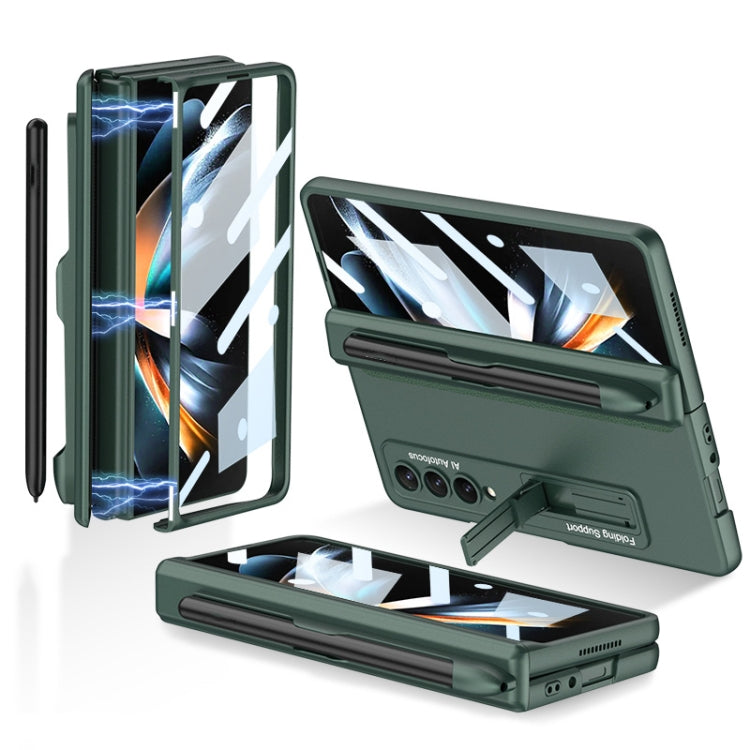 For Samsung Galaxy Z Fold4 GKK Magnetic Hinge Flip Phone Case with Holder & Pen Slot(Night Green) - Galaxy Z Fold4 5G Cases by GKK | Online Shopping UK | buy2fix