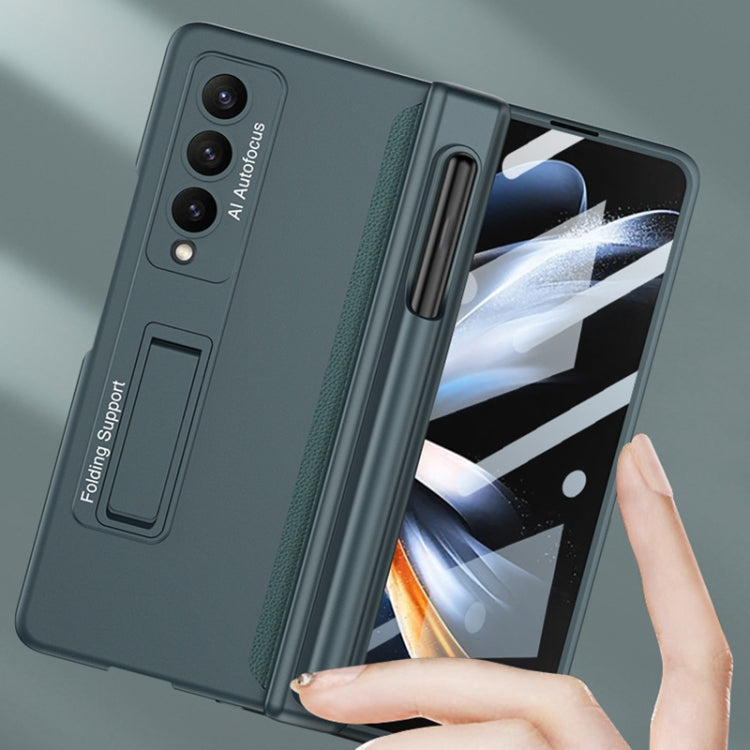 For Samsung Galaxy Z Fold4 GKK Magnetic Hinge Flip Phone Case with Pen Holder & Holder(Green) - Galaxy Z Fold4 5G Cases by GKK | Online Shopping UK | buy2fix