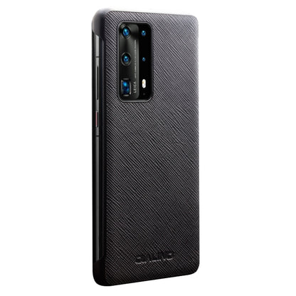 For Huawei P40 Pro QIALINO Puda Texture Side Window View Leather Phone Case(Black) - Huawei Cases by QIALINO | Online Shopping UK | buy2fix