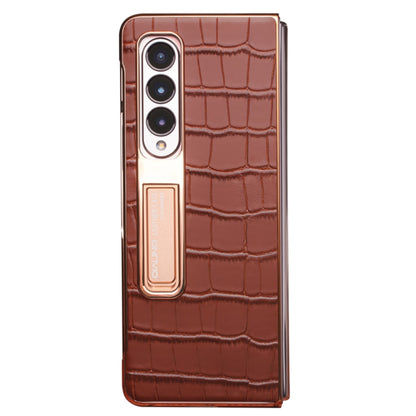 For Samsung Galaxy Z Fold3 5G/W22 5G QIALINO 2 in 1 Crocodile Pattern Genuine Leather + PC Phone Case(Brown) - Galaxy Phone Cases by QIALINO | Online Shopping UK | buy2fix