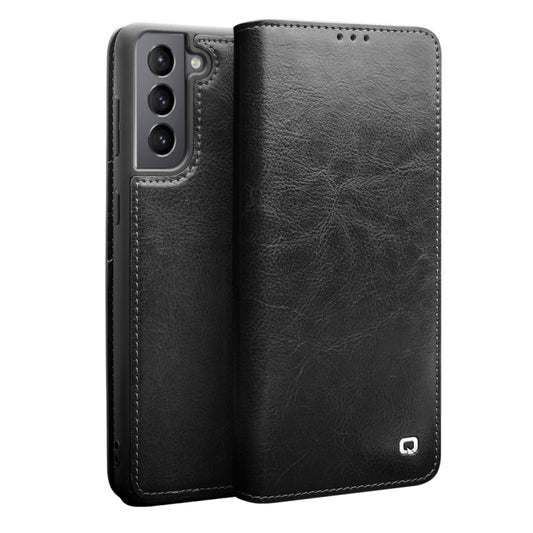 For Samsung Galaxy S21 5G QIALINO Genuine Leather Phone Case(Black) - Galaxy S21 5G Cases by QIALINO | Online Shopping UK | buy2fix