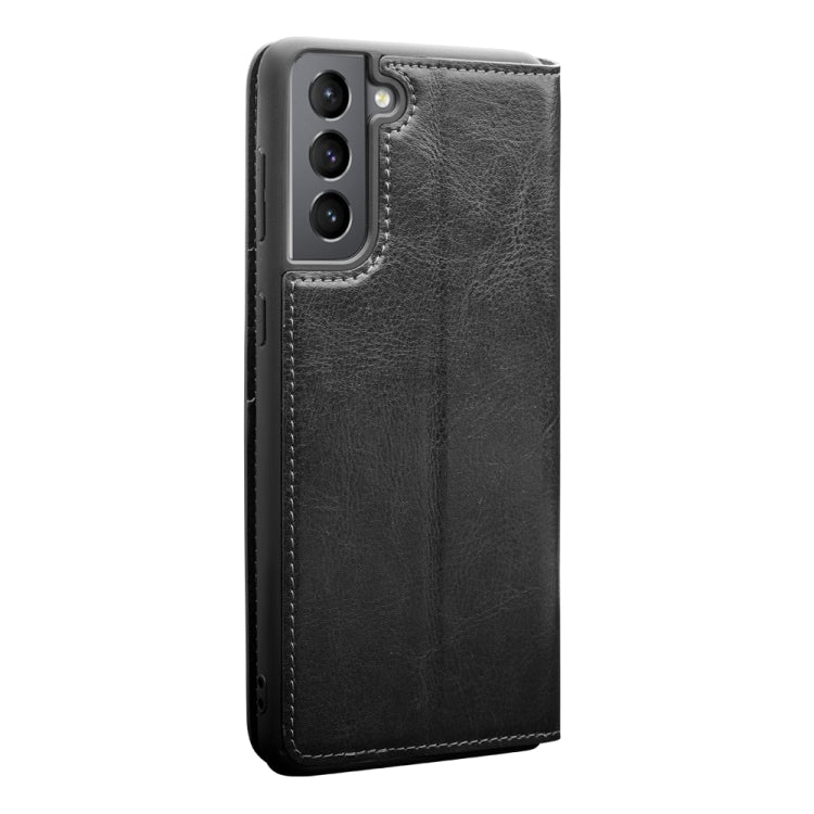 For Samsung Galaxy S21 5G QIALINO Genuine Leather Phone Case(Black) - Galaxy S21 5G Cases by QIALINO | Online Shopping UK | buy2fix