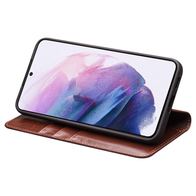 For Samsung Galaxy S22 5G QIALINO Genuine Leather Phone Case(Brown) - Galaxy S22 5G Cases by QIALINO | Online Shopping UK | buy2fix