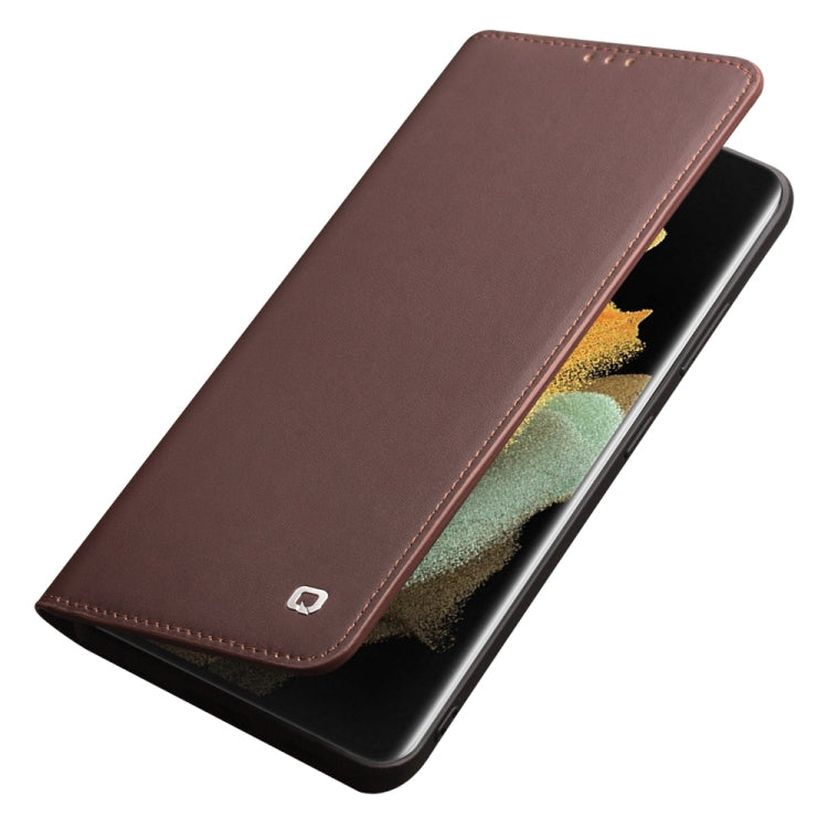 For Samsung Galaxy S21 Ultra 5G QIALINO Classic Gen2 Genuine Leather Phone Case(Brown) - Galaxy S21 Ultra 5G Cases by QIALINO | Online Shopping UK | buy2fix