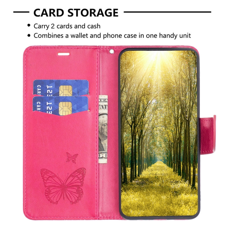 For Xiaomi 12T / 12T Pro / Redmi K50 Ultra Embossing Two Butterflies Pattern Leather Case(Rose Red) - Xiaomi Cases by buy2fix | Online Shopping UK | buy2fix