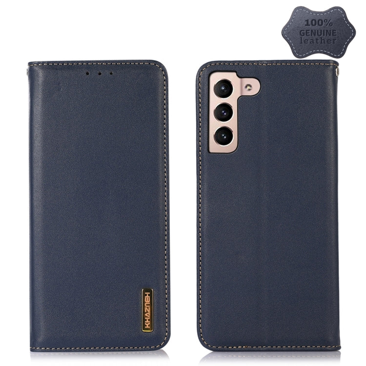 For Samsung Galaxy S23 5G KHAZNEH Nappa Top Layer Cowhide Leather Phone Case(Blue) - Galaxy S23 5G Cases by buy2fix | Online Shopping UK | buy2fix