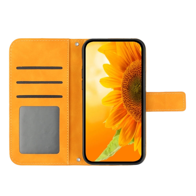 For Samsung Galaxy A04S Skin Feel Sun Flower Pattern Flip Leather Phone Case with Lanyard(Yellow) - Galaxy Phone Cases by buy2fix | Online Shopping UK | buy2fix