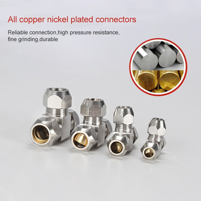 KT-PE-10 LAIZE Nickel Plated Copper T Type Tee Pneumatic Quick Fitting Copper Pipe Connector -  by LAIZE | Online Shopping UK | buy2fix