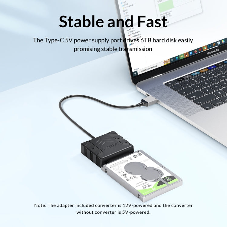 ORICO UTS1 Type-C / USB-C USB 3.0 2.5-inch SATA HDD Adapter with 12V 2A Power Adapter, Cable Length:1m(AU Plug) - USB to IDE / SATA by ORICO | Online Shopping UK | buy2fix