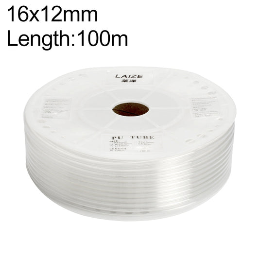 LAIZE Pneumatic Compressor Air Flexible PU Tube, Specification:16x12mm, 100m(Transparent) - PU Air Pipe by LAIZE | Online Shopping UK | buy2fix