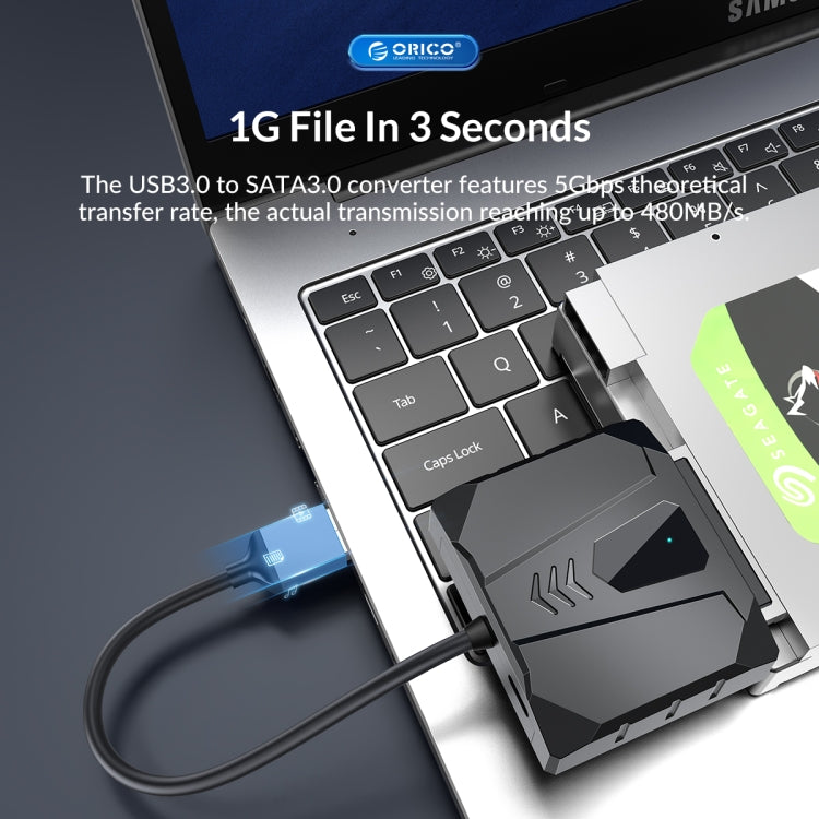 ORICO UTS2 USB 3.0 2.5-inch SATA HDD Adapter with 12V 2A Power Adapter, Cable Length:0.5m(EU Plug) - USB to IDE / SATA by ORICO | Online Shopping UK | buy2fix