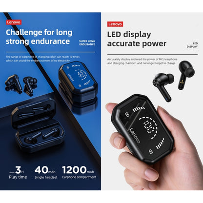 Lenovo LP3 Pro TWS Wireless Bluetooth 5.0 LED Power Display Sport Noise Reduction Earphone(Black) - TWS Earphone by Lenovo | Online Shopping UK | buy2fix