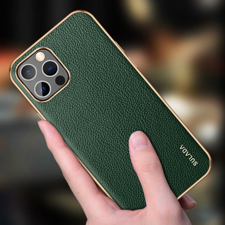 For iPhone 14 Pro Max SULADA Shockproof TPU + Handmade Leather Phone Case(Green) - iPhone 14 Pro Max Cases by SULADA | Online Shopping UK | buy2fix
