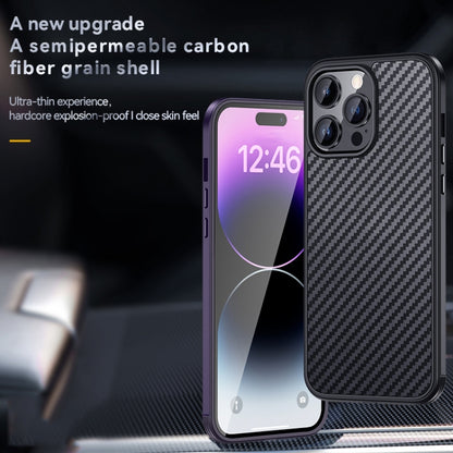 For iPhone 14 Plus SULADA Carbon Fiber Textured Shockproof Metal + TPU Frame Case(Black) - iPhone 14 Plus Cases by SULADA | Online Shopping UK | buy2fix