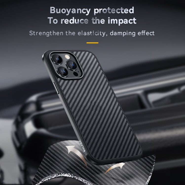 For iPhone 14 Plus SULADA Carbon Fiber Textured Shockproof Metal + TPU Frame Case(Silver) - iPhone 14 Plus Cases by SULADA | Online Shopping UK | buy2fix