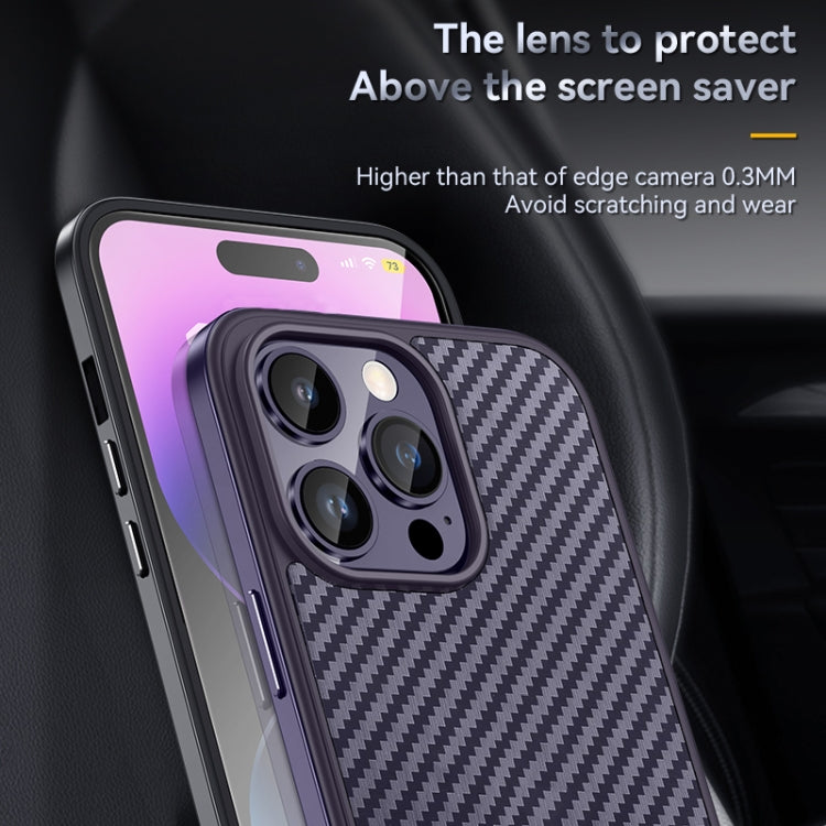 For iPhone 14 Plus SULADA Carbon Fiber Textured Shockproof Metal + TPU Frame Case(Black) - iPhone 14 Plus Cases by SULADA | Online Shopping UK | buy2fix