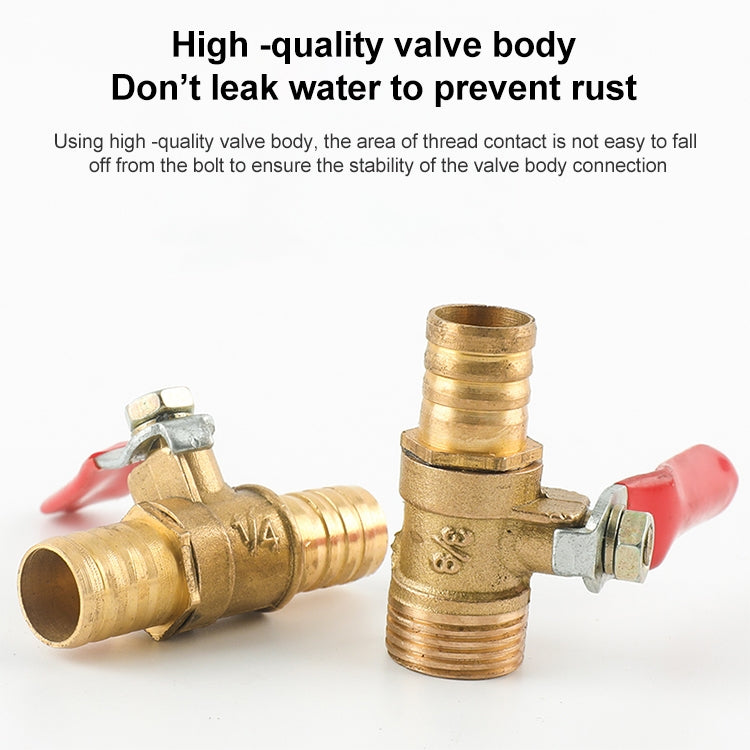 LAIZE Pneumatic Hose Connector Copper Ball Valve, Specification:Outside 4-Barb 8mm -  by LAIZE | Online Shopping UK | buy2fix