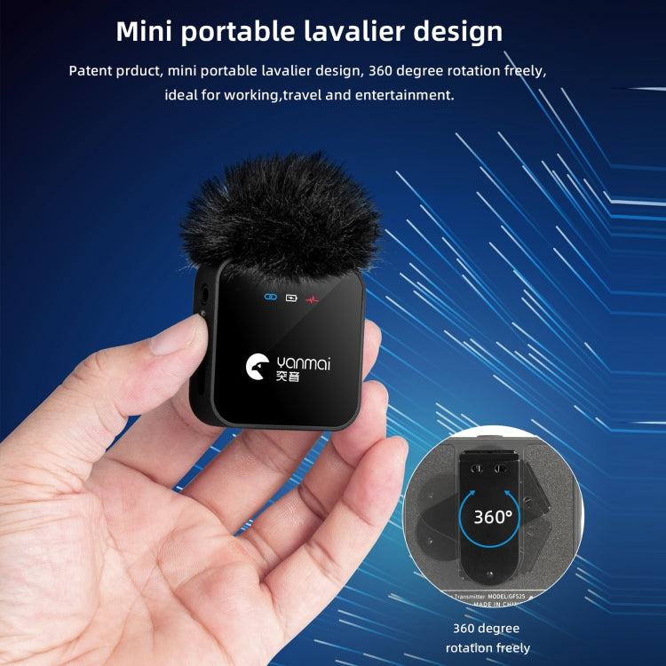 Yanmai GF525 2 in 1 Broadcast 2.4G Wireless Lavalier Microphone Mini Clip-on Mic with LED Display - Consumer Electronics by Yanmai | Online Shopping UK | buy2fix