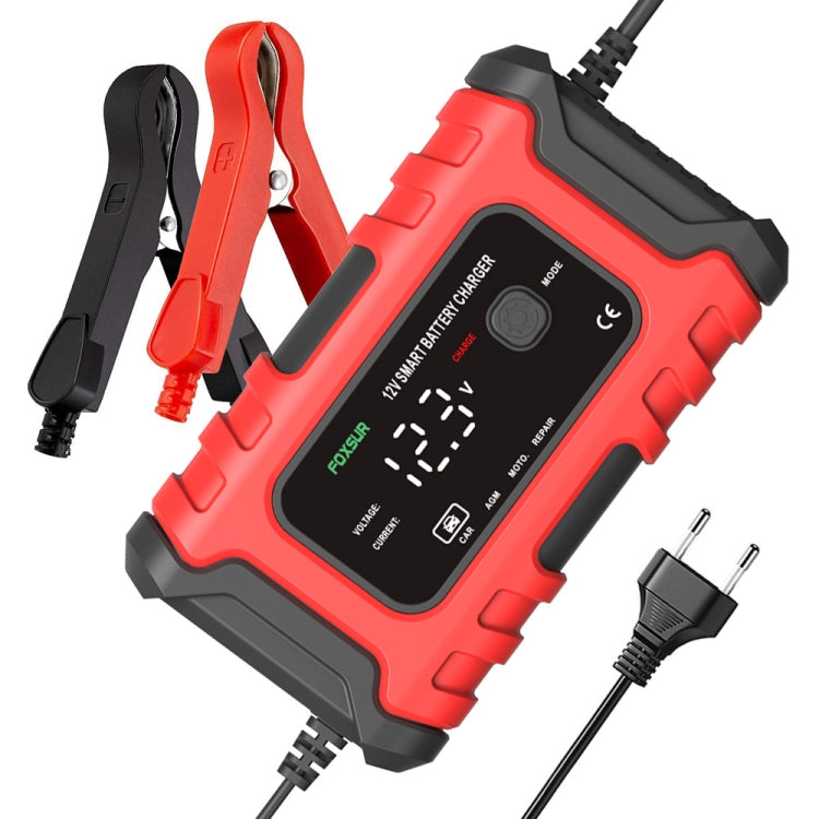 FOXSUR 6A 12V Motorcycle / Car Smart Battery Charger, Plug Type:UK Plug(Red) - In Car by FOXSUR | Online Shopping UK | buy2fix