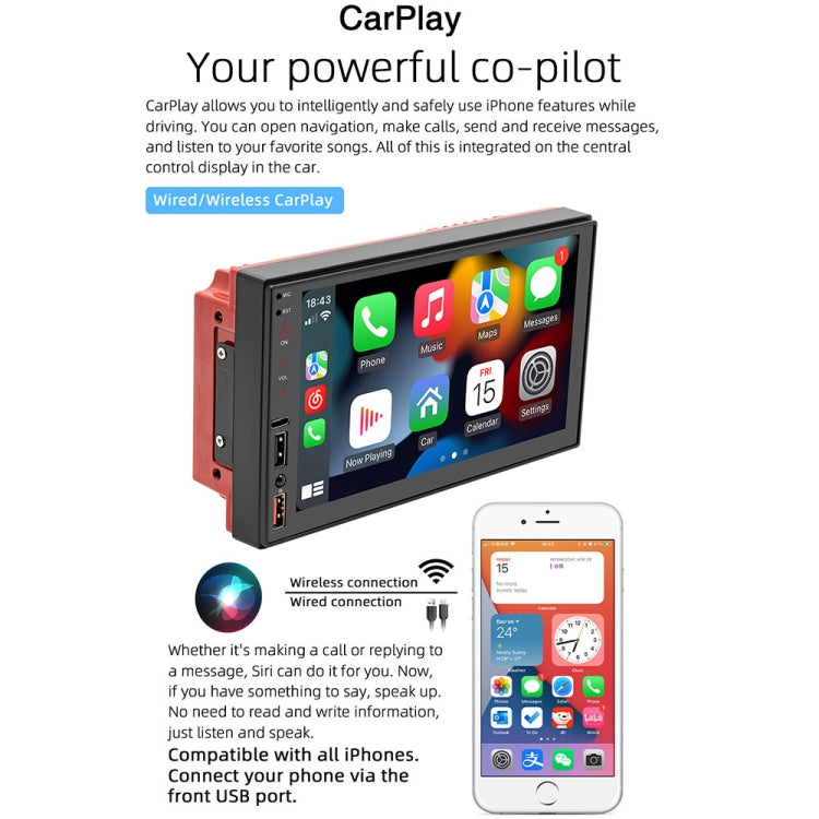 7 inch Wireless CarPlay Car MP5 Player Supports Bluetooth/Reverse/Mobile Phone Internet - In Car by buy2fix | Online Shopping UK | buy2fix