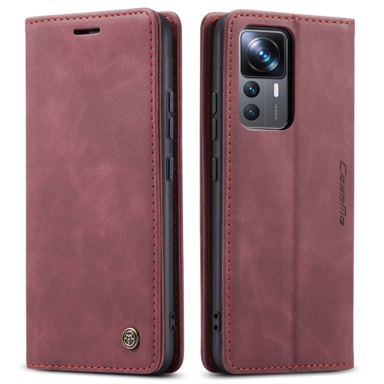 For Xiaomi 12T / 12T Pro CaseMe 013 Multifunctional Horizontal Flip Leather Phone Case(Wine Red) - Xiaomi Cases by CaseMe | Online Shopping UK | buy2fix