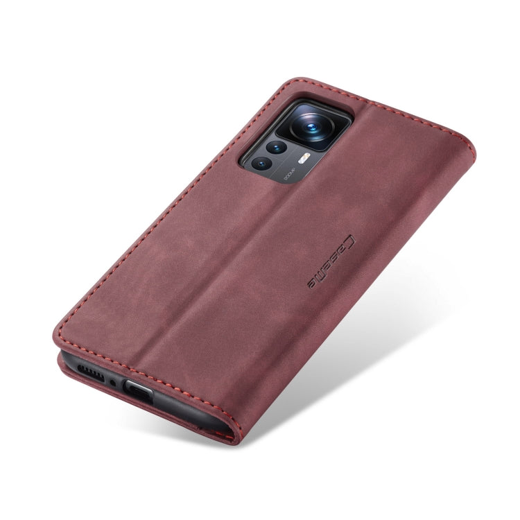 For Xiaomi 12T / 12T Pro CaseMe 013 Multifunctional Horizontal Flip Leather Phone Case(Wine Red) - Xiaomi Cases by CaseMe | Online Shopping UK | buy2fix