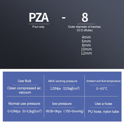 PZA-12 LAIZE 10pcs Plastic PZA Four-way Pneumatic Quick Fitting Connector -  by LAIZE | Online Shopping UK | buy2fix