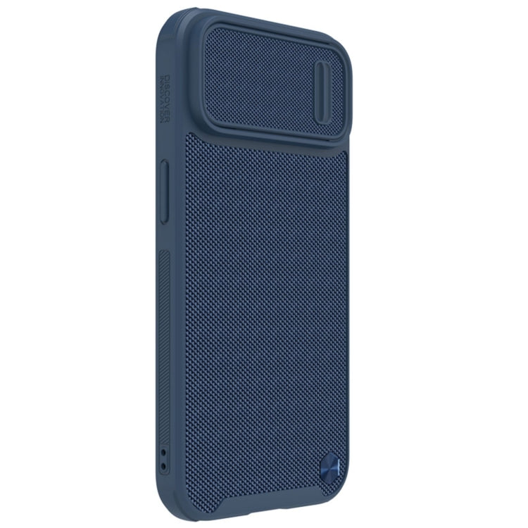 For iPhone 14 NILLKIN Texture MagSafe Camshield PC + TPU Phone Case(Blue) - iPhone 14 Cases by NILLKIN | Online Shopping UK | buy2fix