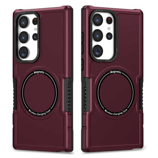 For Samsung Galaxy S23 Ultra 5G MagSafe Shockproof Armor Phone Case(Wine Red) - Galaxy S23 Ultra 5G Cases by buy2fix | Online Shopping UK | buy2fix