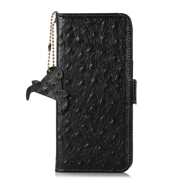 For Nokia X30 5G Ostrich Pattern Genuine Leather RFID Phone Case(Black) - Nokia Cases by buy2fix | Online Shopping UK | buy2fix