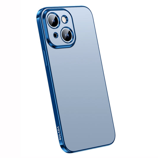 For iPhone 14 SULADA Electroplating Frosted All-inclusive TPU Phone Case(Blue) - iPhone 14 Cases by SULADA | Online Shopping UK | buy2fix