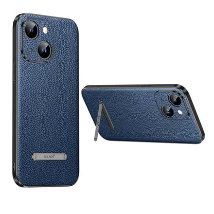 For iPhone 14 SULADA Famous Artisan Series Litchi Leather PC + TPU Phone Case(Blue) - iPhone 14 Cases by SULADA | Online Shopping UK | buy2fix