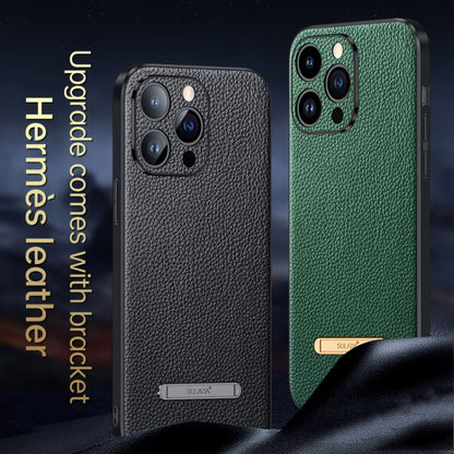 For iPhone 14 SULADA Famous Artisan Series Litchi Leather PC + TPU Phone Case(Black) - iPhone 14 Cases by SULADA | Online Shopping UK | buy2fix