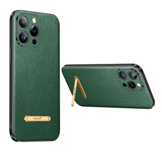 For iPhone 14 Pro SULADA Famous Artisan Series Litchi Leather PC + TPU Phone Case(Dark Green) - iPhone 14 Pro Cases by SULADA | Online Shopping UK | buy2fix