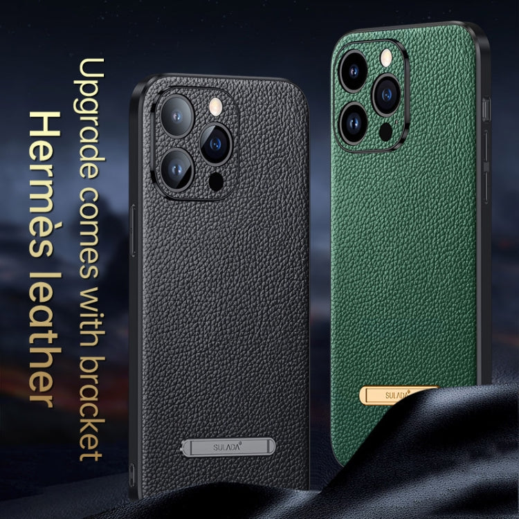 For iPhone 14 Pro SULADA Famous Artisan Series Litchi Leather PC + TPU Phone Case(Dark Green) - iPhone 14 Pro Cases by SULADA | Online Shopping UK | buy2fix