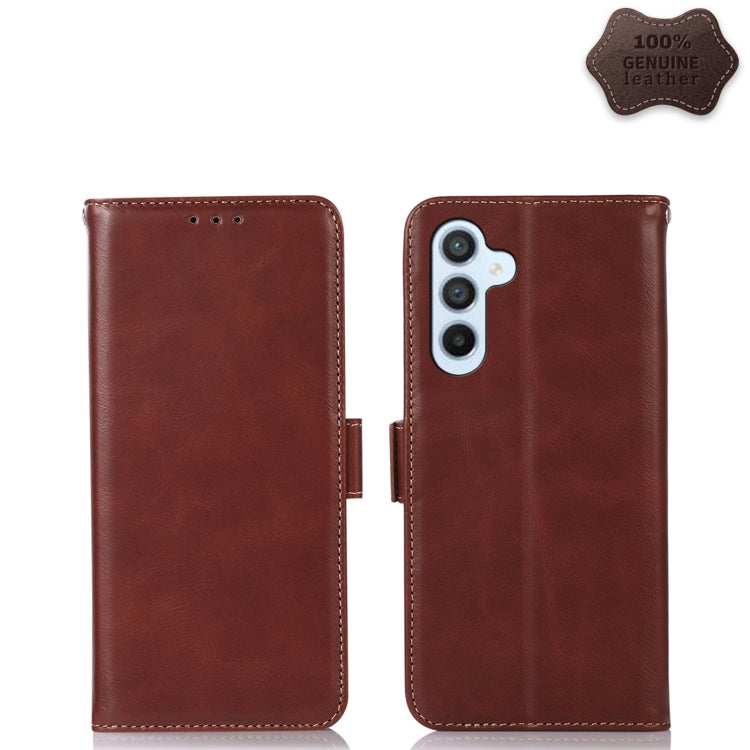 For Samsung Galaxy A54 5G Crazy Horse Top Layer Cowhide Leather Phone Case(Brown) - Galaxy Phone Cases by buy2fix | Online Shopping UK | buy2fix