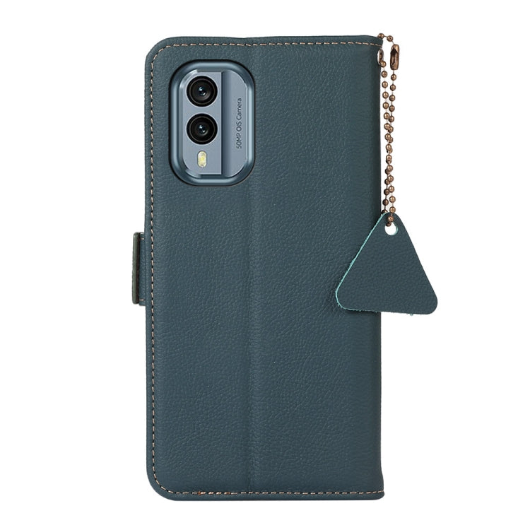 For Nokia X30 5G Side-Magnetic TJ Genuine Leather RFID Phone Case(Green) - Nokia Cases by buy2fix | Online Shopping UK | buy2fix