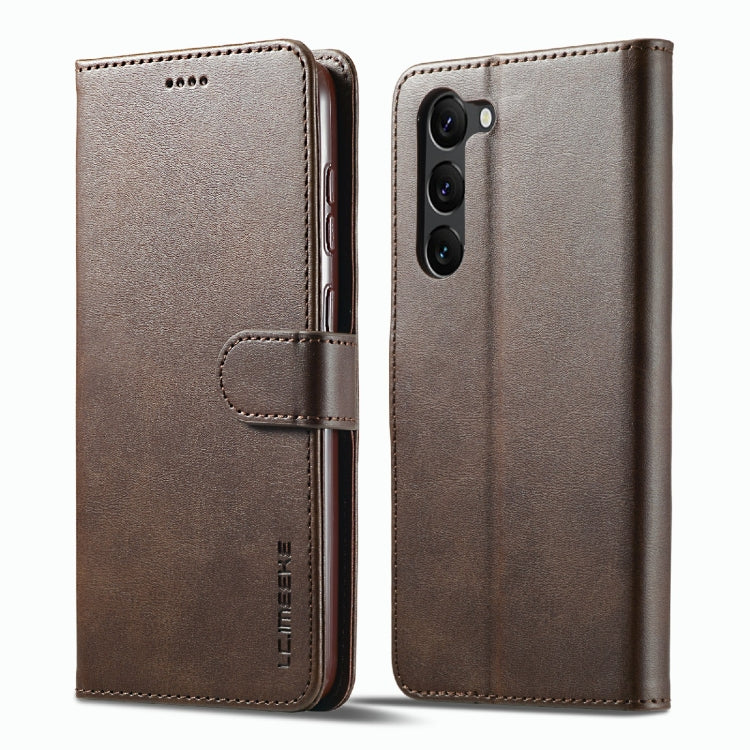 For Samsung Galaxy S23+ 5G LC.IMEEKE Calf Texture Horizontal Flip Leather Phone Case(Coffee) - Galaxy S23+ 5G Cases by LC.IMEEKE | Online Shopping UK | buy2fix