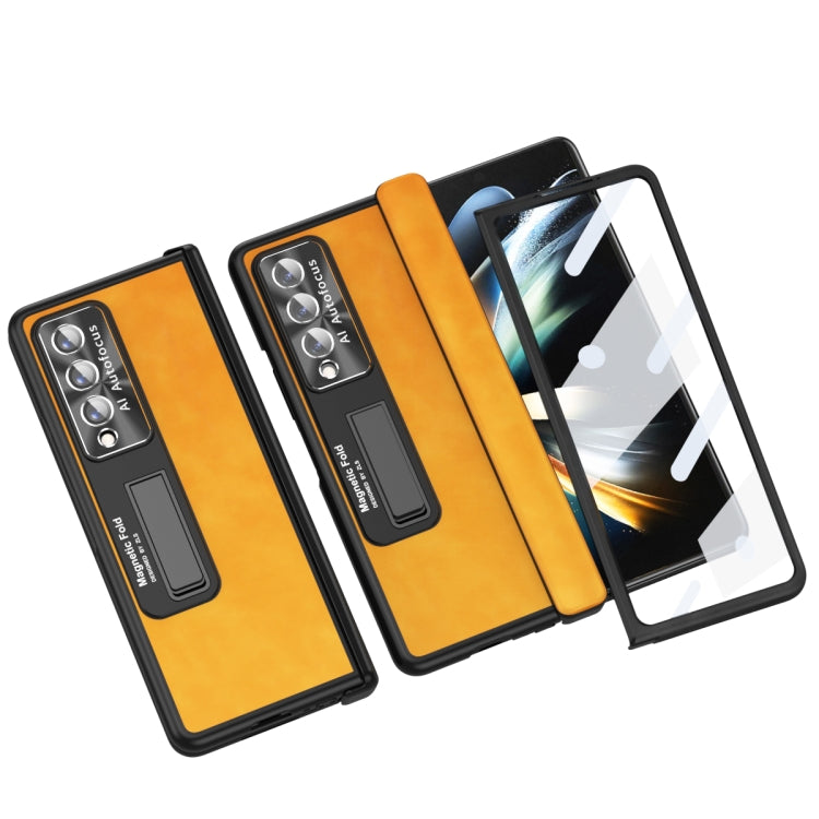 For Samsung Galaxy Z Fold3 5G Napa Texture All-inclusive Phone Case(Yellow) - Galaxy Phone Cases by buy2fix | Online Shopping UK | buy2fix