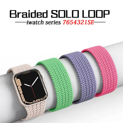 Nylon Single-turn Braided Watch Band For Apple Watch Ultra 49mm / Series 8&7 45mm / SE 2&6&SE&5&4 44mm / 3&2&1 42mm, Length:145mm(Beat Purple) - Watch Bands by buy2fix | Online Shopping UK | buy2fix