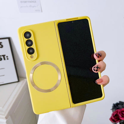 For Samsung Galaxy Z Fold4 Skin Feel MagSafe Magnetic Phone Case(Yellow) - Galaxy Z Fold4 5G Cases by buy2fix | Online Shopping UK | buy2fix
